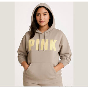 Victoria's Secret Pink Everyday Lounge Campus Pullover Hoodie Double Platinum XL